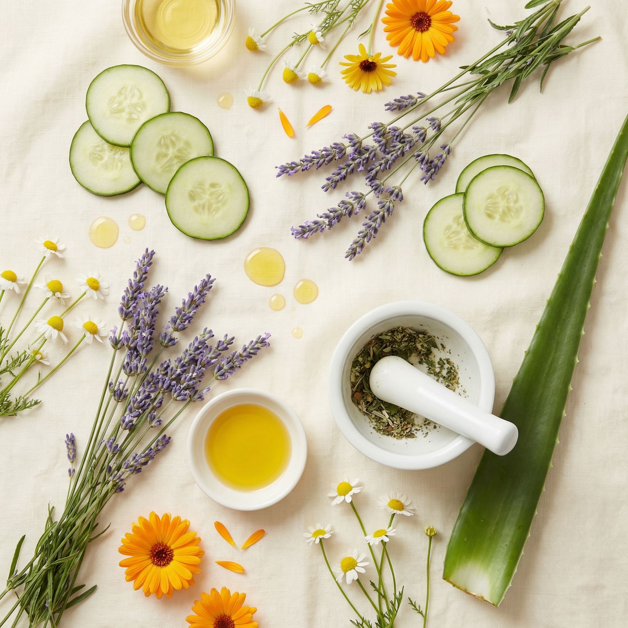 Botanical ingredients — cucumber, lavender, calendula
