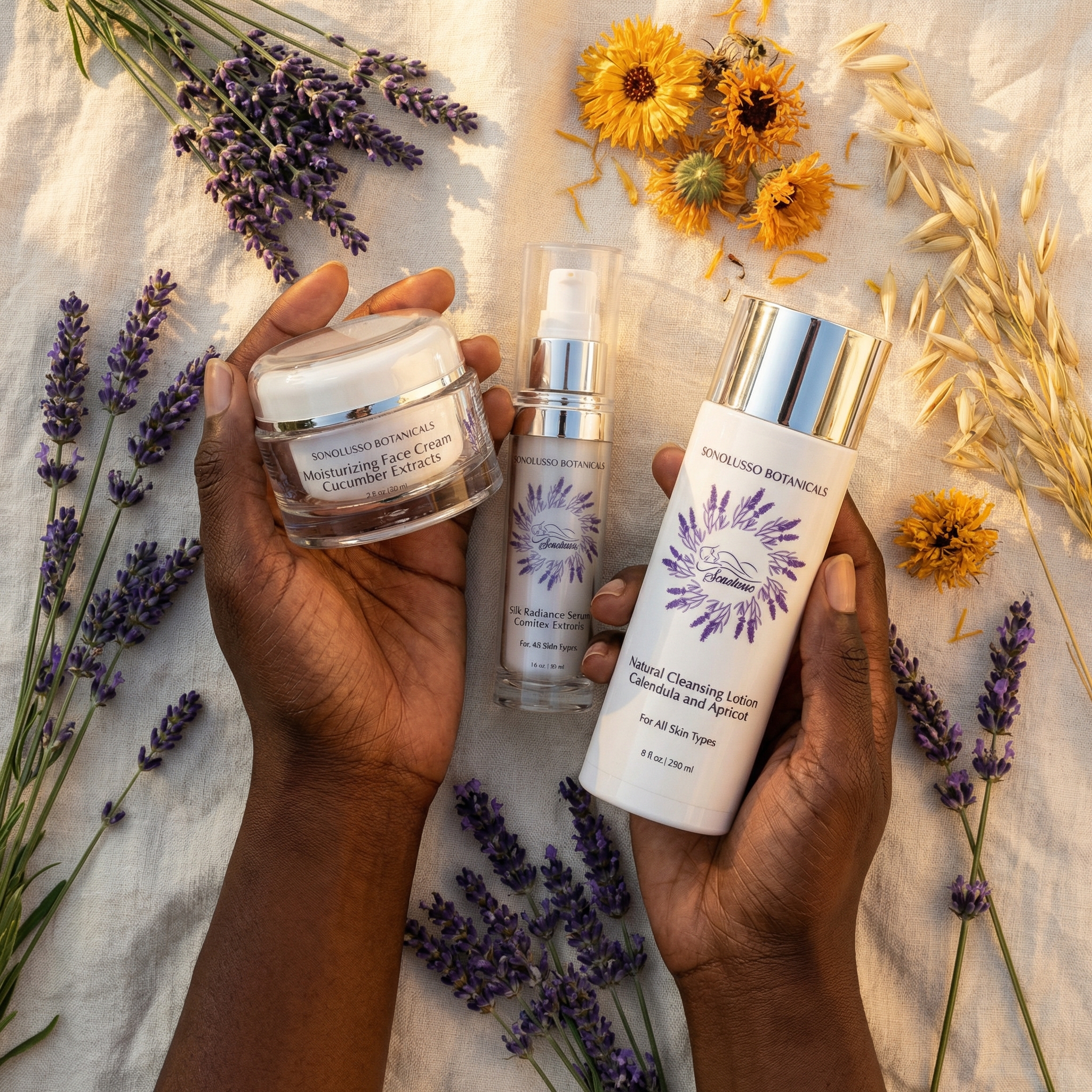 Sonolusso botanical skincare products